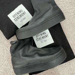 Opening Ceremony black leather platform sneakers